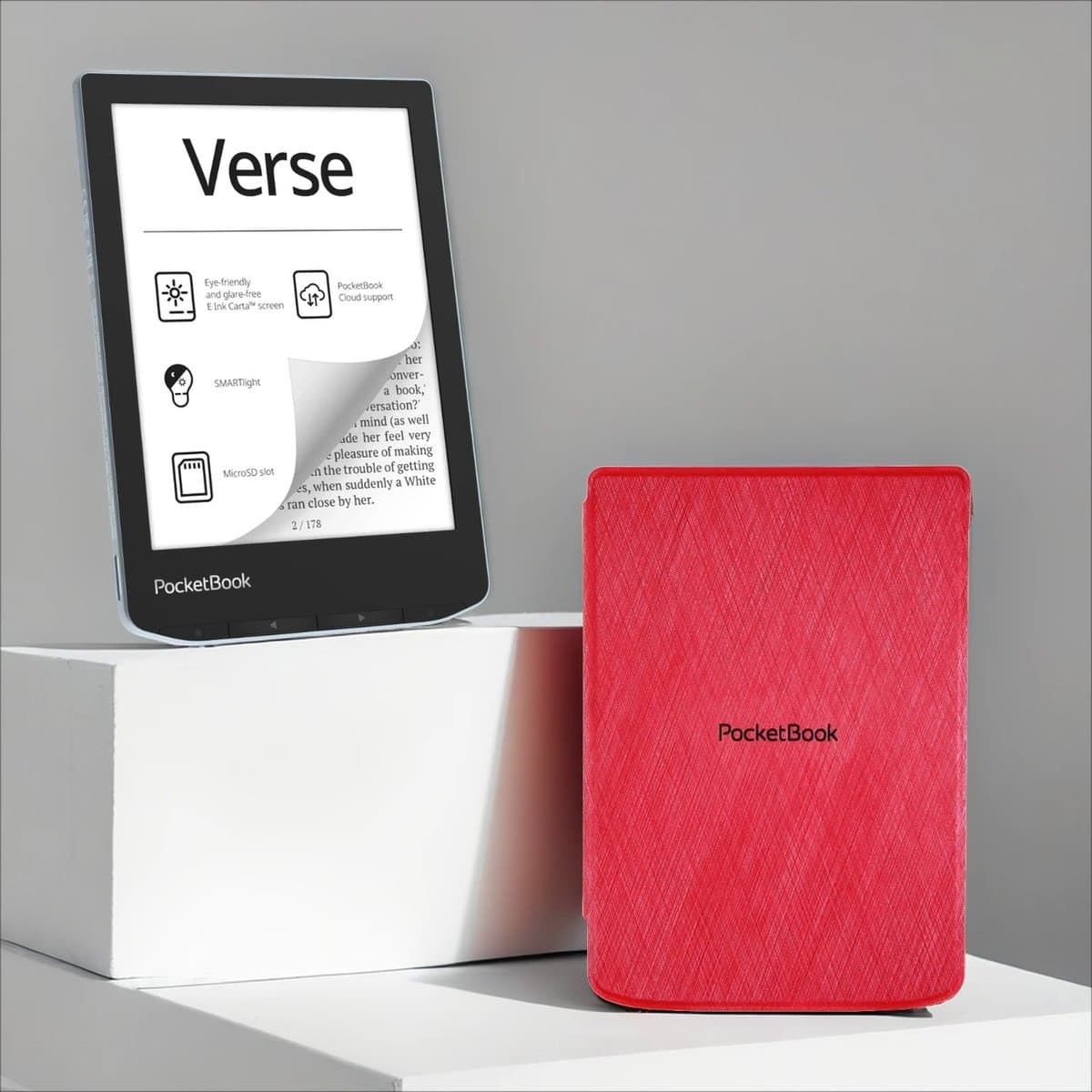 PocketBook Verse Bright Blue + Rood PocketBook hoesje — afbeelding 1