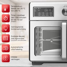 TurboTronic AFD32 Airfryer XXL en Oven – 12 Kookprogramma's – Vrijstaande Mini Oven – Instelbaar van 25 tot 230°C - 32L - Zilver — thumbnail 5