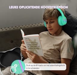 StayPowered Kinder Bluetooth Hoofdtelefoon - Perfect voor School & Reis - Veilig Volumeniveau - Heldere Geluidskwaliteit - met LED - Draadloos & Bekabeld - Versterkt Materiaal - Lange Batterijduur - Groen/Paars - Levering Sneller dan Aangegeven! — thumbnail 5