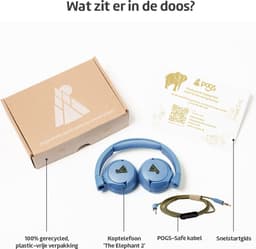 POGS - The Elephant 2 - Bedrade on-ear kinder koptelefoon - Veilige volumebegrenzing - Duurzaam - rBlauw — thumbnail 9