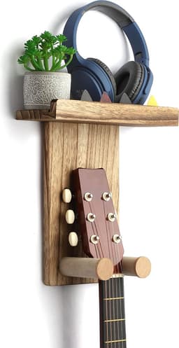 YONO Gitaar Muurbeugel met Plankje - Wandbeugel - Wandsteun Beugel - Muur Houder - Accessoires - Hout — thumbnail 1