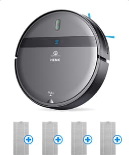 CleanWise Henk Robotstofzuiger + 4 filters – Nederlands Product – Voor Huisdieren – Met Dweilfunctie & Laadstation – Dweilrobot – 4500 Pa – HEPA 14 – Ultra dun 7,4 cm – App & Spraakbediening – Voor Huisdierharen, Harde Vloeren & Tapijt — thumbnail 1