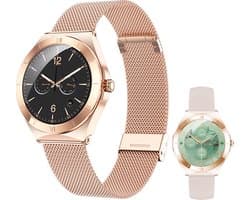 Frenkies® Smartwatch Dames Rose Goud – AMOLED - Stappenteller - Horloge Dames – Activity Tracker & Hartslagmeter -
