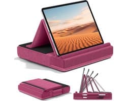 Multi-Angle Viewing Tablet Kussen Stand Ipad Houder voor Schoot Bed en Bureau - Opvouwbare Zachte Pad Dock met Stylus Mount - Compatibel met Ipad Pro 12.9 11 Air Mini Telefoons E-Reader Paars
