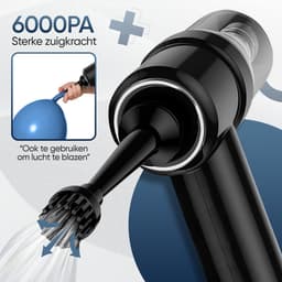 Stofix® Auto Stofzuiger Draadloos - Nat & Droog - Kruimelzuiger - Kruimeldief - Handstofzuiger - Kleine Stofzuiger - Draadloze stofzuiger - Air Duster - Zwart Met Blaasfunctie & 5 Opzetstukken — thumbnail 2