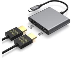 NÖRDIC USB C naar HDMI Adapter - 2 Schermen - 4K 60Hz - Geschikt voor PC, Laptop, Tablet & Smartphones
