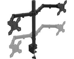 Auronic Monitor Arm - 2 Schermen - 13 tot 27 Inch - Verstelbaar - Draai, Kantel en Zwenkbaar - Dubbele Monitor Beugel - Staal - Zwart