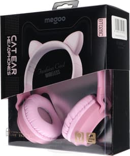 Kinder hoofdtelefoon - Draadloze koptelefoon Bluetooth met led kattenoortjes roze — thumbnail 5