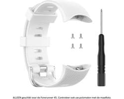 Wit siliconen bandje geschikt voor de Garmin Forerunner 45 (niet voor de S variant!) en Garmin Swim 2 – Maat: zie maatfoto - sporthorlogeband - polsband - strap - siliconen - white rubber smartwatch strap