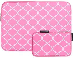 Laptop Sleeve 15.6 inch Quatrefoil Roze + Accessoires Etui
