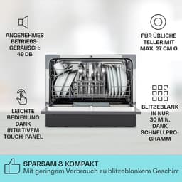 Mini vaatwasser - Kleine afwasmachine - 5 programma's - Energieklasse D - Keukentafel — thumbnail 4