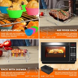 Airfryer accesoires - Dubbel accessoireset voor de airfryer – Geschikt voor Ninja AF300EU, AF400EU & Tower T17088 - Voor dubbele airfryer 7,6L - 9,5L - BPA-vrij - Vaatwasserbestendig - A irfryer siliconen bakje — thumbnail 3