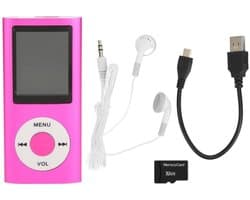 MP3 Speler - Bluetooth - Incl. 32GB SD Kaart - USB - Shuffle - Incl. Oordopjes - Voice recorder - Dictafoon - Draagbaar - Luidsprekers met verliesvrije geluidskwaliteit - Ideaal voor Sport, Kinderen en Volwassenen - Roze