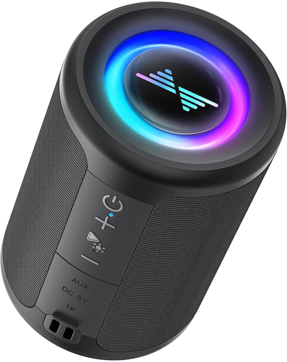 Kleine Bluetooth Speaker met Lichten – TWS, Bluetooth 5.3, Type C, AUX/TF – Voor Buiten & Thuis — afbeelding 1
