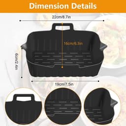 Airfryer Accessoires - 2 Stuks - Bpa Vrij - Airfryer Siliconen Bakje - 19cmx6cm - airfryer-liners - Bakvorm - met handvat - hittebestendig - - Vaatwasserbestendig - Heteluchtfriteuse Bakvormen - Herbruikbare - Non-Stick - zwart — thumbnail 3
