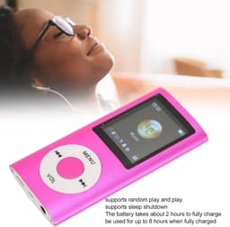 MP3 Speler - Bluetooth - Incl. 32GB SD Kaart - USB - Shuffle - Incl. Oordopjes - Voice recorder - Dictafoon - Draagbaar - Luidsprekers met verliesvrije geluidskwaliteit - Ideaal voor Sport, Kinderen en Volwassenen - Roze — thumbnail 4