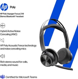 HP Poly Voyager Focus 2 – Microsoft Teams Certified On-Ear Bluetooth Stereo Headset – Zwart – Noise Cancelling — thumbnail 3