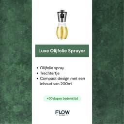Flow Goods Olijfolie Sprayer – Luxe Sprayer met Trechter – Olie Spray - Navulbaar Olie Glas – 200 ML – Cooking Spray - BBQ Accesoires – Airfryer — thumbnail 5