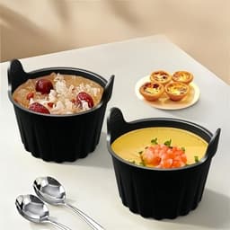 4-delige muffinvorm - siliconen bakvorm - geschikt voor airfryer - gemakkelijk schoon te maken - eierkokervorm - zwart — thumbnail 2