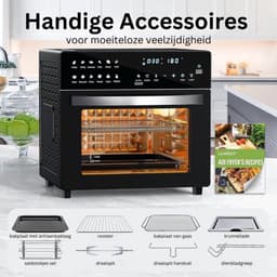 Luxe Heteluchtoven – Airfryer – Multifunctionele Combi Oven – Alles in één – 26L Inhoud – 12 Automatische Programma’s – LED Display – Zwart — thumbnail 7