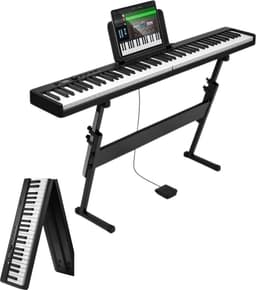 Rolu Digitale Piano – Elektrische Piano – Keyboard 88 Toetsen – Opvouwbaar – Bluetooth – 128 Klanken – Inclusief Standaard — thumbnail 1