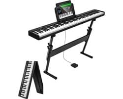 Rolu Digitale Piano – Elektrische Piano – Keyboard 88 Toetsen – Opvouwbaar – Bluetooth – 128 Klanken – Inclusief Standaard