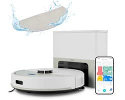 MEDION Saugroboter mit Absaugstation und Wischfunktion X22 SW+ (Lasernavigation, Starke 5000Pa Saugkraft, 2in1 Roboterstaubsauger, präzise Kartenerstellung, Go & No Go Bereiche, mehrere Etagen) grau