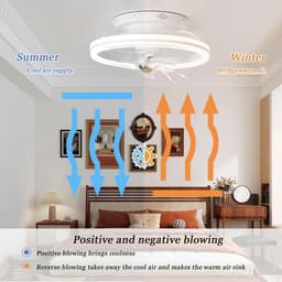 Plafondlamp met ventilator 360° rotatie, led dimbaar ventilator plafondlamp verlichting voor woonkamer slaapkamer — thumbnail 3