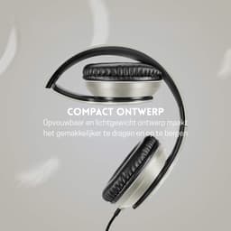 StayPowered Koptelefoon - Ingebouwde Microfoon - Lichtgewicht - Hoogwaardig Materiaal - Ademende Kussens - Wit/Zwart - 1,5m lange Snoer - Opvouwbaar en Draagbaar - 3,5mm Aansluiting - Levering Sneller dan Aangegeven! — thumbnail 3