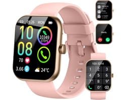 Smartwatch Dames Heren - Fitness Horloge Tracker - Sporten en Gezondheid - Waterdicht Ontwerp - 196 Inch Display
