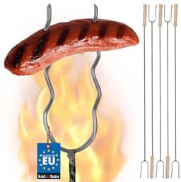 KOTARBAU® 5 Stuks Grillspiesen, Staal, 100 cm, Spiesen met Houten Handvat, Lange Spiesen, Kampvuur Vork, Stevige Grillspiesen — thumbnail 1