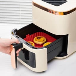 3 stuks - vierkante siliconen airfryer bakplaat - hittebestendig en herbruikbaar - bakken en grillen zonder plakken - verdikte antislip rand - makkelijk schoon - rood/geel/blauw — thumbnail 2