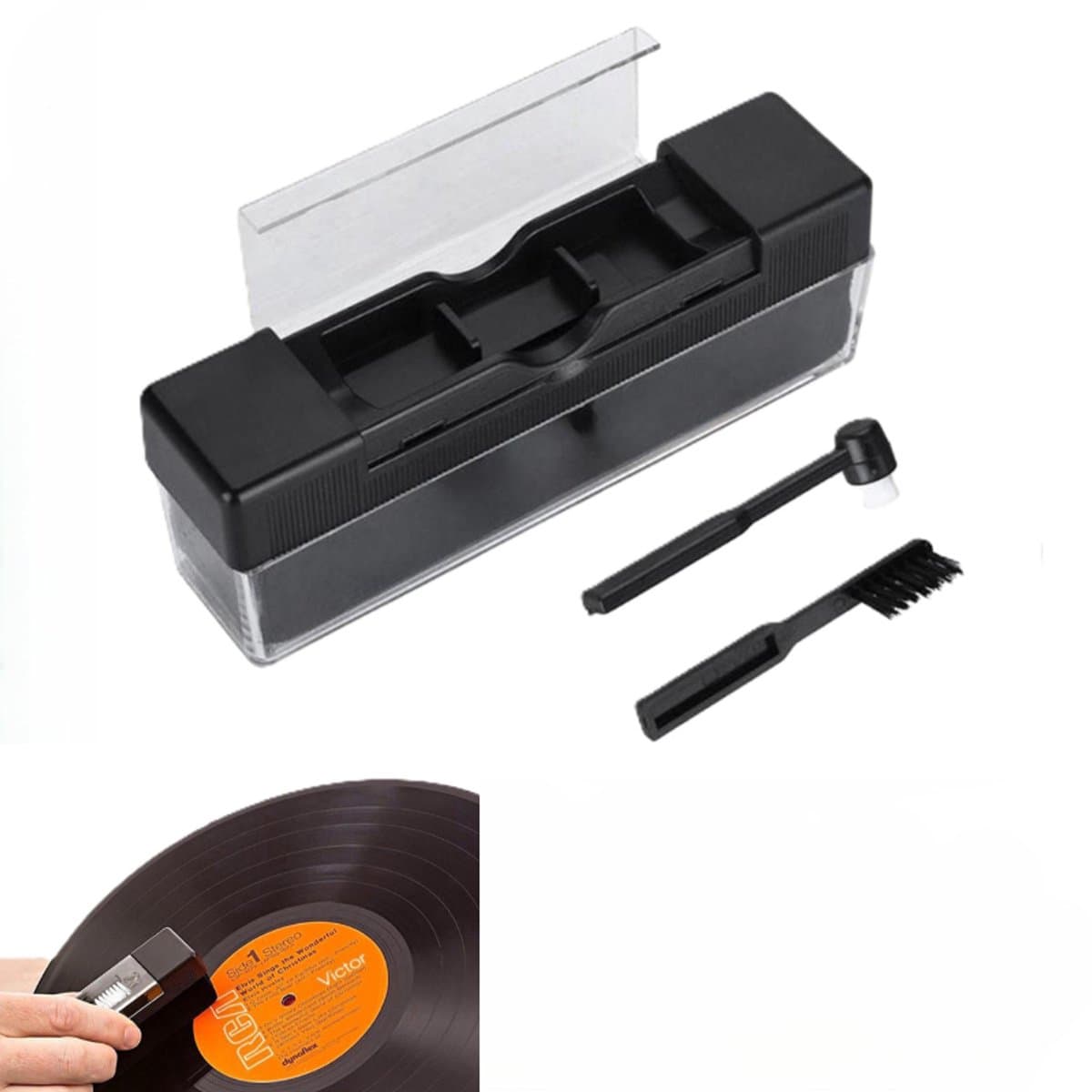 3 Delige Platenreinigingsborstel - Platenborstel + Naaldborstel – Schoonmaakset voor vinylplaten – Vinylplatenborstel - Soft Brush Record Brush - LOUZIR — afbeelding 1