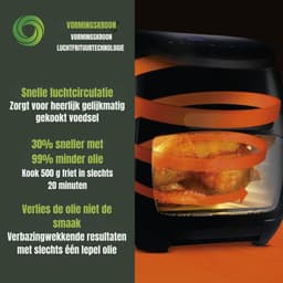 DYNA® Heteluchtoven - Oven - Airfryer Oven - Zwart - 33cm x 39cm x 38cm — thumbnail 8
