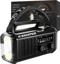 EverestPeak® Noodradio Zwart - Solar Opwindbaar - 10.000mAh - Solar powerbank - Survival Noodpakket — thumbnail 1