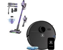 TONIHOMI® Robotstofzuiger & Steelstofzuiger Combi Set – Met Dweilfunctie – Krachtige Zuigkracht – Draadloos – Voor Harde Vloeren & Tapijt