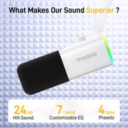 Maono PD100X - Microfoon voor Computer - USB/XLR Microfoon - Streaming - YouTube - Podcasting - Dynamische Microfoon - Plug & Play - Studio Geluidskwaliteit - Wit — thumbnail 2