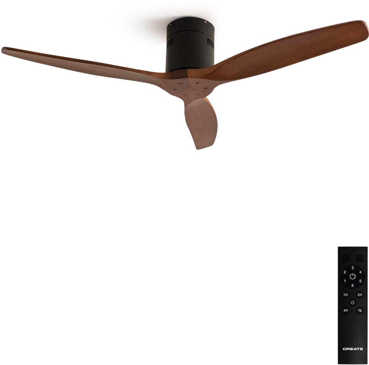 CREATE - Stille 40W plafondventilator met technische ABS bladen M (Ø132 cm) - Met Afstandsbediening - 6 Snelheden - Timer - Zwart - WIND CALM — afbeelding 1