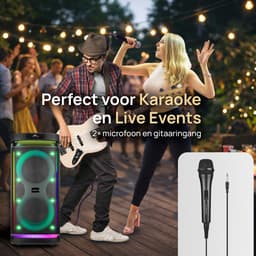 VolkanoX Partybox Paramount - Bluetooth Speaker 320W - Karaoke Set - Muziek Box - Microfoon - LED verlichting - TWS Koppelbaar - Gitaar ingang - Zwart — thumbnail 4