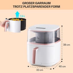 Compacte Heteluchtfriteuse met 7.5L XL Capaciteit en Stoomfunctie — thumbnail 4