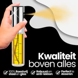 QualitéCuisine® Olijfolie Sprayer 100ml – Vernieuwde Versie – Olie Sprayfles / Olieverstuiver – Airfryer Accessoires – Voor BBQ, Bakken & Koken – Incl. Spatel, Bakkwast, Trechter & Schoonmaakborstel — thumbnail 9