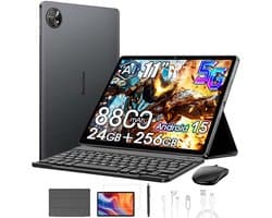 Tablet Blackview ZENO 10 - 5G LTE - 24GB RAM - 256 GB ROM - 8800mAh -Gemini Al - Android 15 - 11 inch - 2K FHD+ gamingtablet - pc-modus - Widevine L1 - OTG - Met Toetsenbord, slimme pen, Muis - Zwart