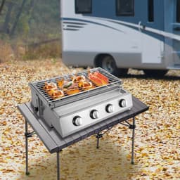 Barbeque - Draagbare Barbeque - 4 Branders - RVS - Voor Buiten - Terras - Camping - 58 × 40 × 20 cm - LPG — thumbnail 5