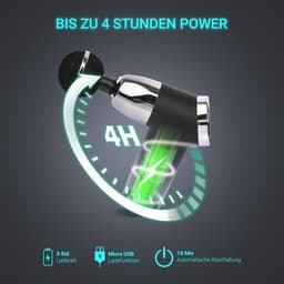 Massagepistool met USB-oplaadfunctie en 4 massagekoppen voor diepe weefselmassage — thumbnail 4