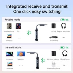 Bluetooth Receiver - 2-in-1 transceiver - Bluetooth 5.4 Zender en Ontvanger - 2-in-1 Audio Adapter - Bluetooth Transceiver - 5.4 draadloze vliegtuigadapter - 3,5 mm AUX - Geschikt voor TV, Laptop, Auto, Tablet & Vliegtuig — thumbnail 2