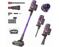 Teendow V20 Strong Steelstofzuiger Draadloos – 500W Borstelloze Motor – 40kPa – LED Touchscreen – Dubbel Stofreservoir – Groen Licht Anti-Klit Borstel – Wandhouder + Laadstation