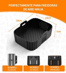 Ninja Heteluchtfriteuse, accessoires voor Ninja Double Stack XL SL400EU, 2 stuks siliconen inzetstukken, siliconen vorm voor AF300EU, AF400EU, AF451EU, Foodi Max AF500EU voor Dual Zone Air Fryer — thumbnail 3