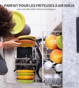 Ninja Heteluchtfriteuse, accessoires voor Ninja Double Stack XL SL400EU, 2 stuks siliconen inzetstukken, siliconen vorm voor AF300EU, AF400EU, AF451EU, Foodi Max AF500EU voor Dual Zone Air Fryer — thumbnail 5