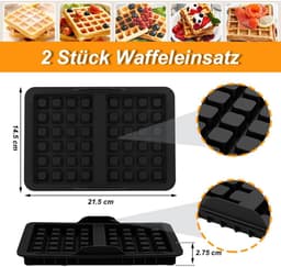 Ninja Accessoires voor heteluchtfriteuse, 2 stuks, Ninja Airfryer-accessoires met Ninja AF400EU, AF451EU, SL400EU en AF500DE, dubbele bakschaalinzet van siliconen, Belgisch wafelijzer, — thumbnail 5