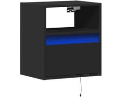 Zwarte TV Wandkast met LED Verlichting - Compacte TV Meubel voor Woonkamer